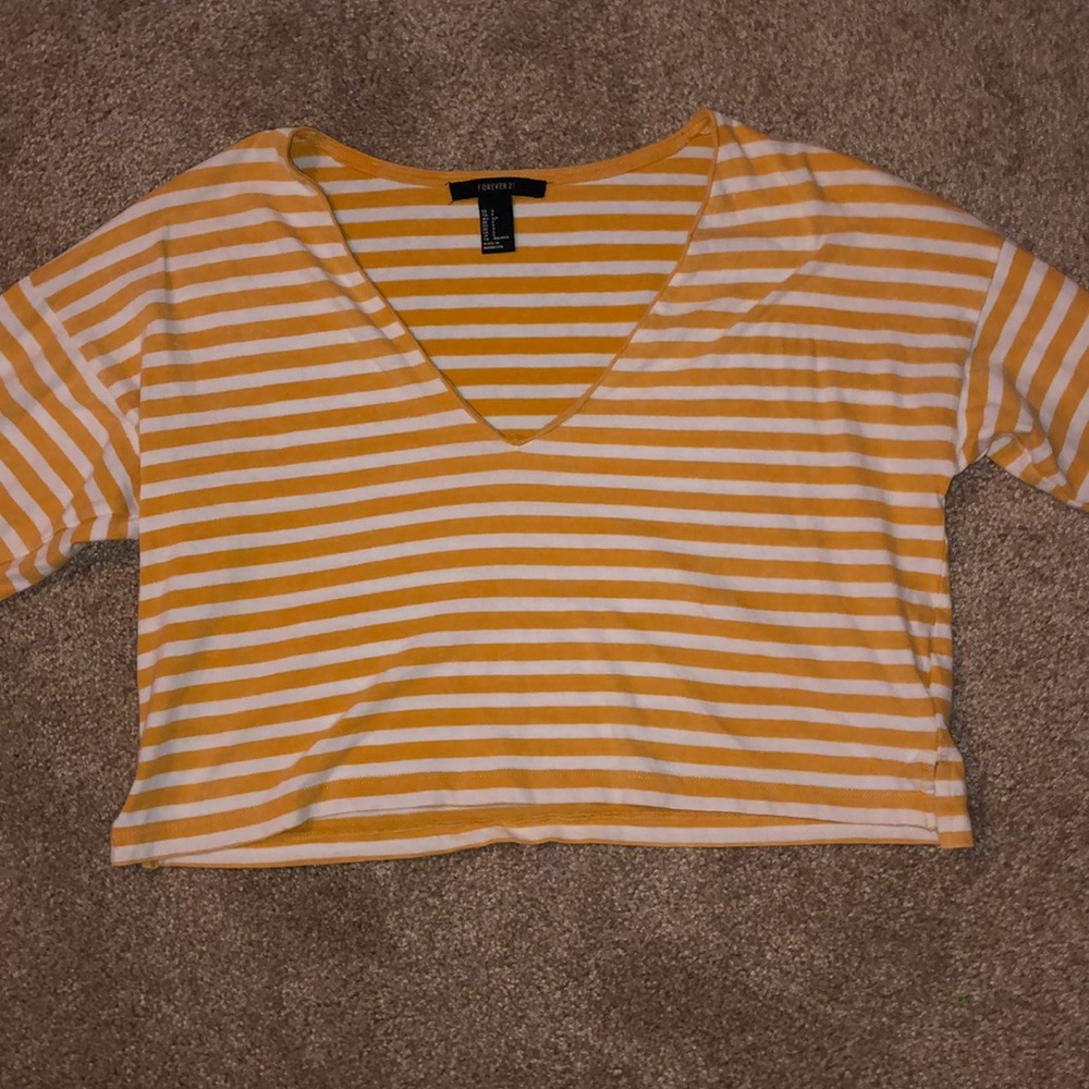 Forever 21 Yellow Stripe Crop Top